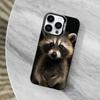 Raccoon Cute Animal Phone Case For iPhone 11,12,13,16,14,15,Mini,Pro,XS,MAX Black Matte Shockproof Cover