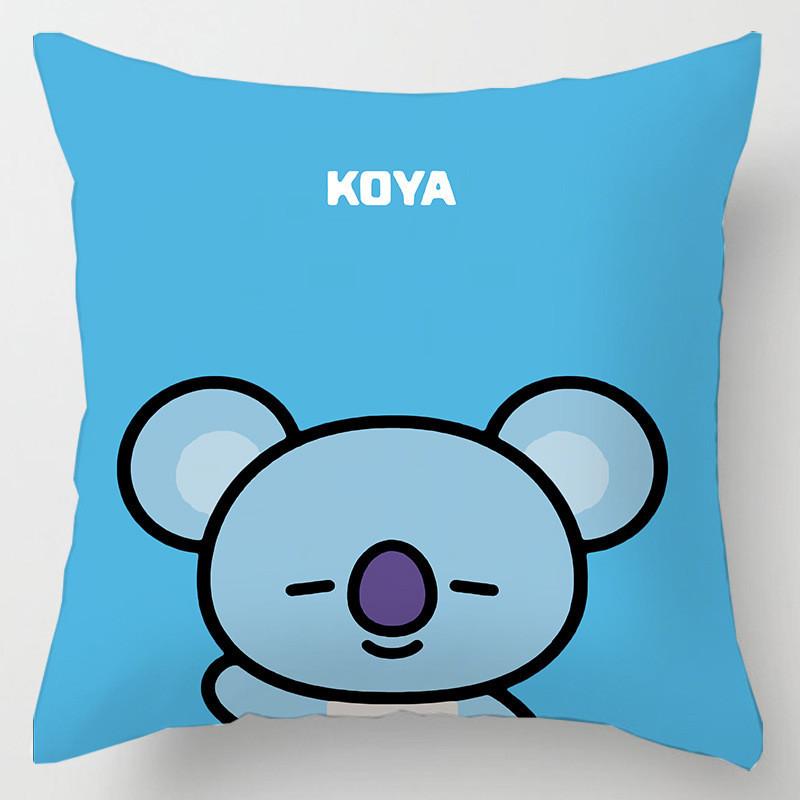 Cartoon Bt21 Cushion Cover Decorative Soft Pillow Case Sofa Car Protector Throw