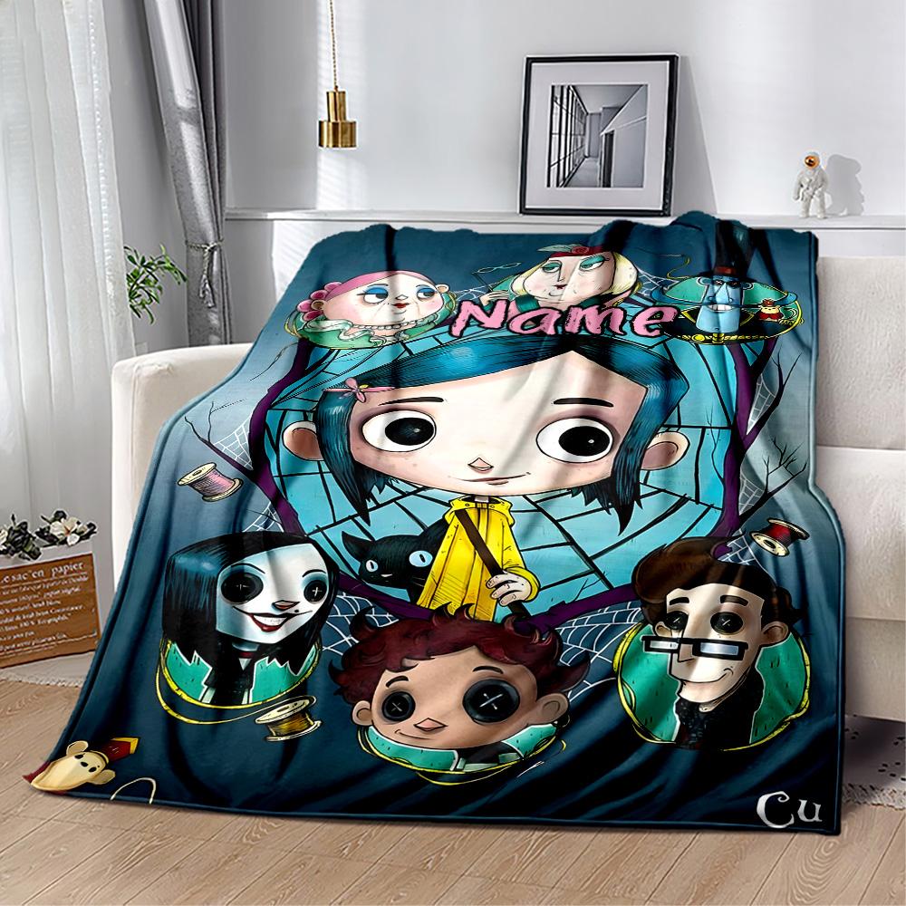 Whimsical Fantasy Portraits Personalized Name Blanket Gift Customizable Blanket Durable Comfort Throw For Home Decor Office Seaside Bedding