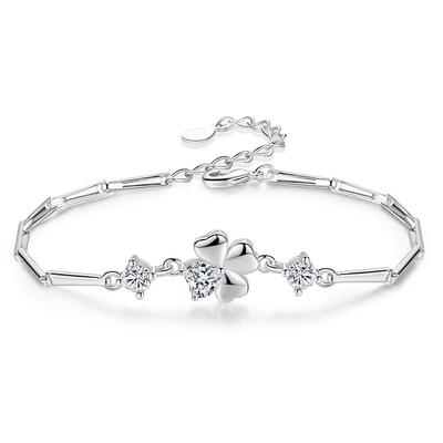 Корейська версія модного посрібленого жіночого браслета Lucky Leaf Grass Diamond Jewelry