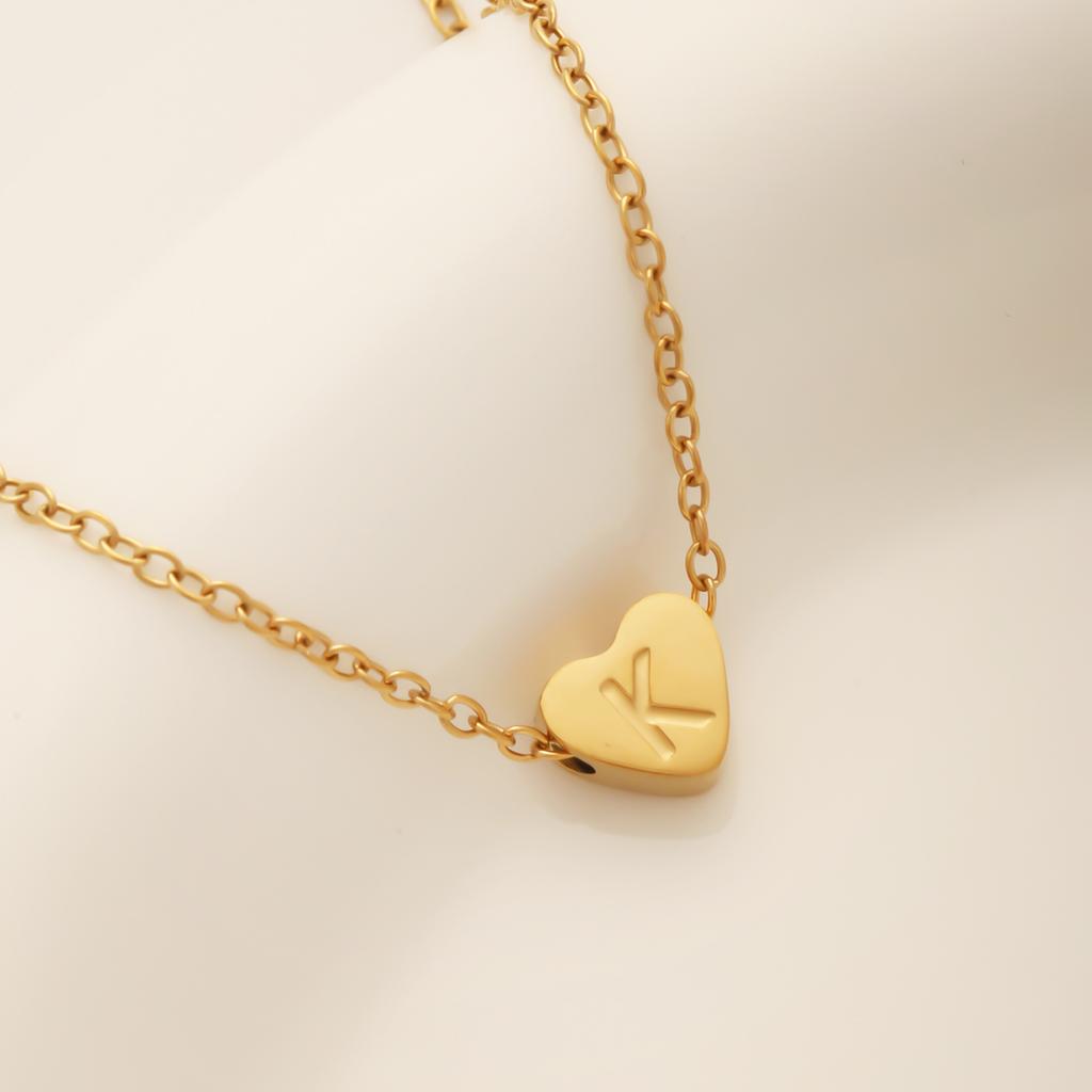 1 PZ Cavigliera a Catena Link in Acciaio Inossidabile Colore Oro Gioielli da Donna Cavigliera con Lettera Iniziale A-Z Cuore per Accessori da Donna