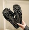 Retro Slippers For Women In Summer, Anti Slip Bow Sandals For Outdoor Wear, Single Shoe