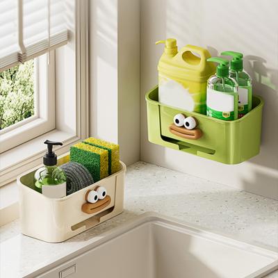 Sponge Holder Double Layer Storage Rack Large Capacity Easy To Install Bathroom Kitchen Storage Drain Shelf