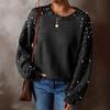 Elegantes Strickpullover-Oberteil in Übergröße mit Perlenverzierung