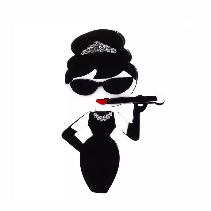 Blucome Fashion Acrylic Figure Broochfor Women Girls Coat  Hijab Pins