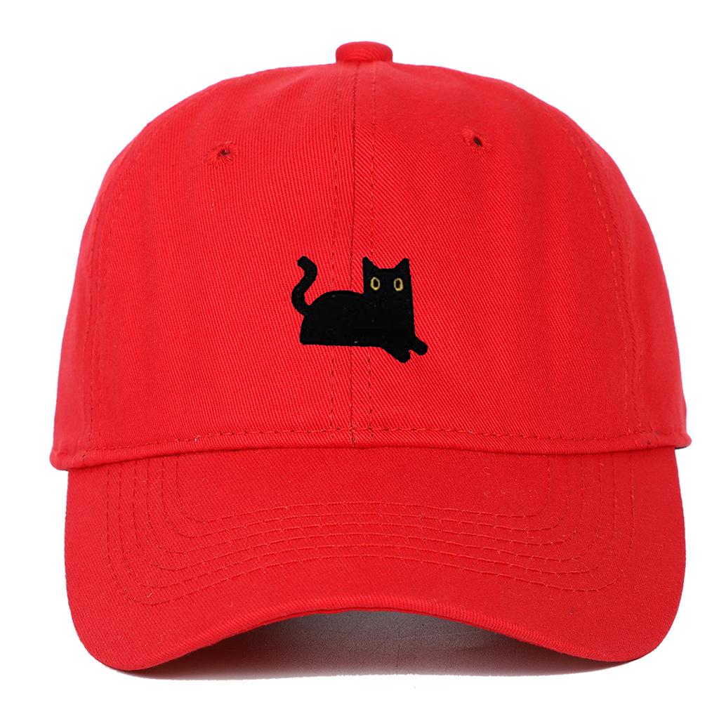 Soft Baseball Cap Embroidered with a Black Cat, Suitable for Men and Women, Duckbill Hat