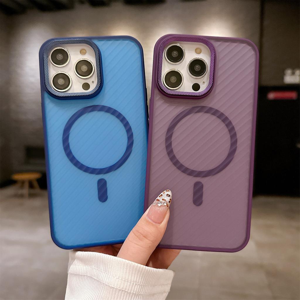 Twill Skin Sensing Magnetic Suction Suitable for Apple 16ProMax Mobile Phone Case Advanced Sensing Diamond Lens Case
