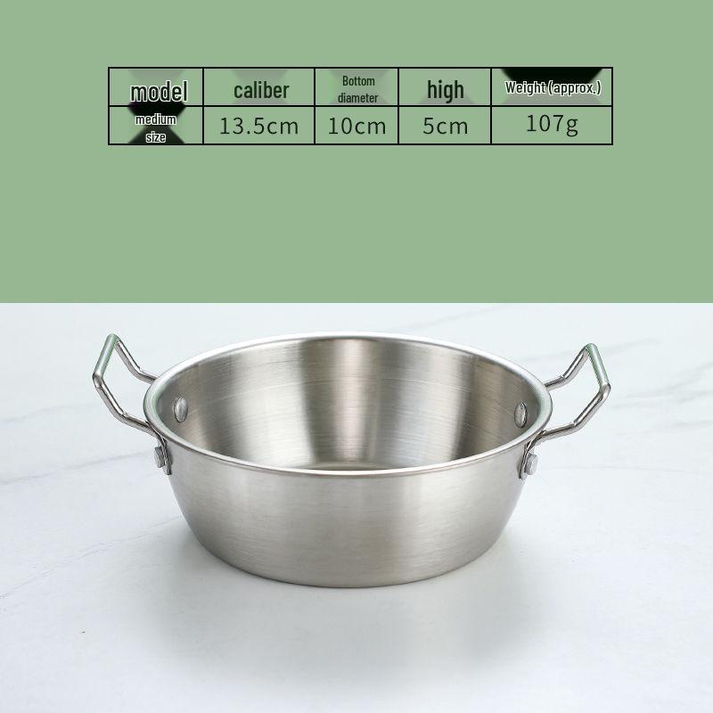Juego de Cuenco para Vino de Arroz y Plato para Aperitivos de Acero Inoxidable con Doble Asa Estilo Coreano