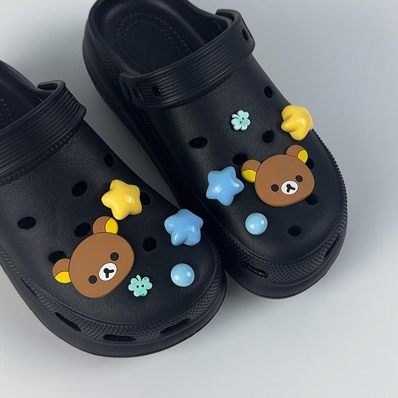 10PCS Fashion Shoe Charms Set Accessories Hole Shoe Buckle Cute Little Bear Star DIY 3D Shoes Decorations Kids Party Gift