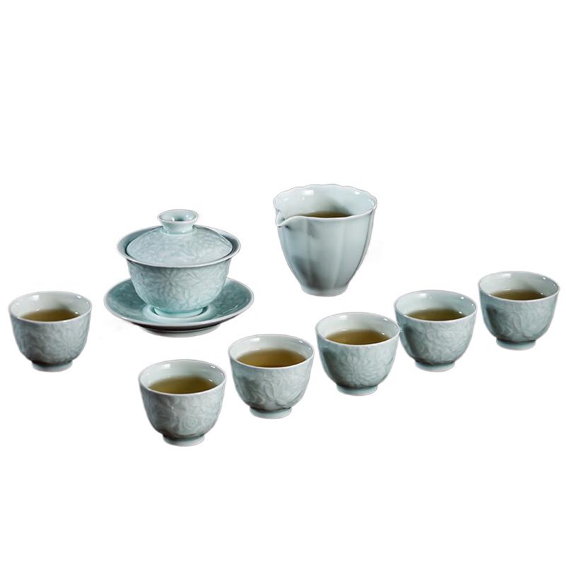 Jingdezhen Ceramic Gold Inlaid Jade Kung Fu Tea Set