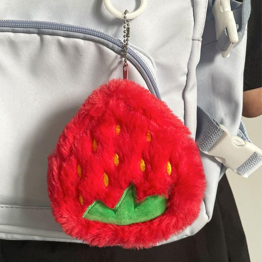 

Soft Fruit Shape Plush Coin Purse Cartoon Storage Bag Zipper Kid s Coin Pouch Women strawberries