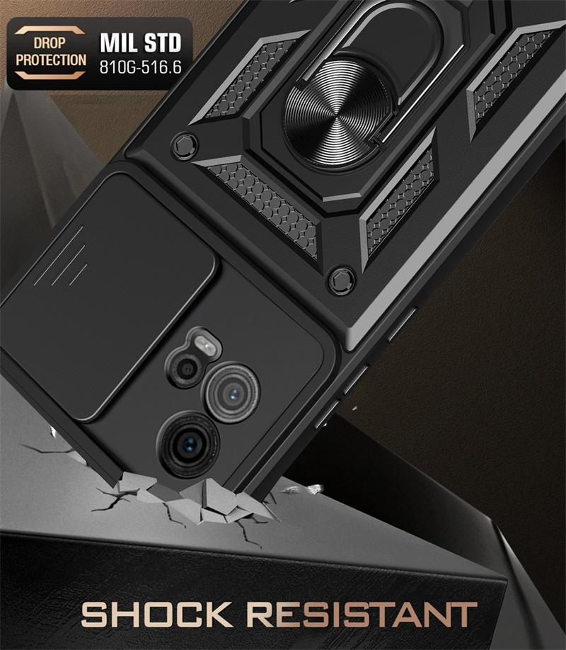 For Motorola Moto G72 5G Case Slide Camera Lens Armor Cases for Moto G72 G 72 Motog72 Magnetic Ring Stand Holder Protect Cover