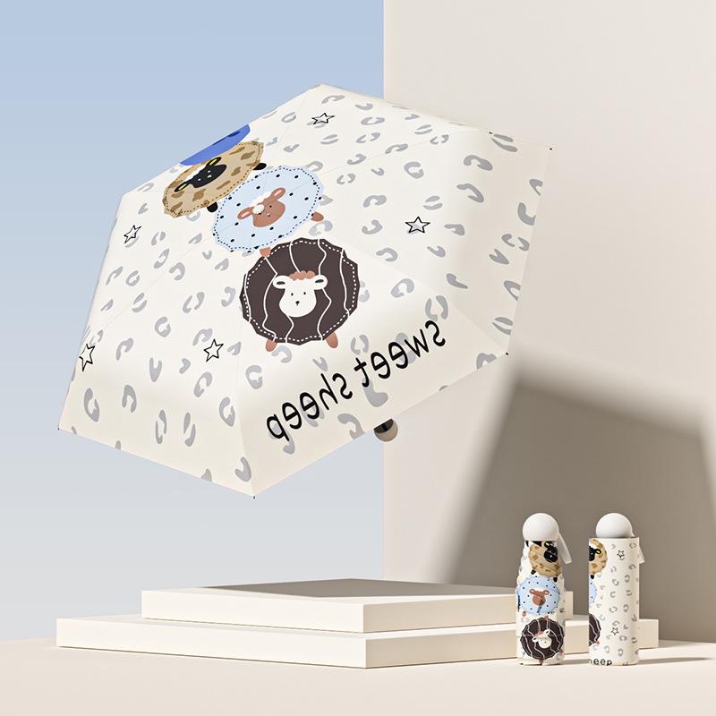 Umberley cute cartoon umbrella women's weather and rain anti-ultraviolet parasol sun umbrella folding automatic umbrella