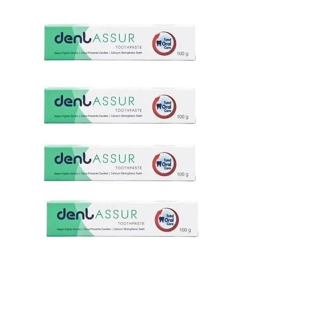 4 x Dent Assure Dentifricio 100g Combatte Germi e Carie Scad. 2028 Puro Erboristico
