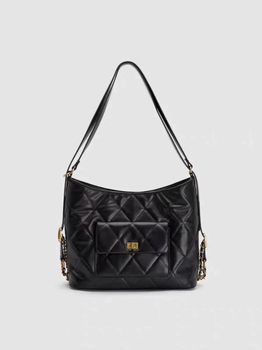 

Bag women s autumn and winter new high-end multi-functional diamond large-capacity shoulder messenger bag чёрный