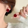 Ankola red flower bead stud earrings women's light luxury high-end temperament unique earrings new popular earrings
