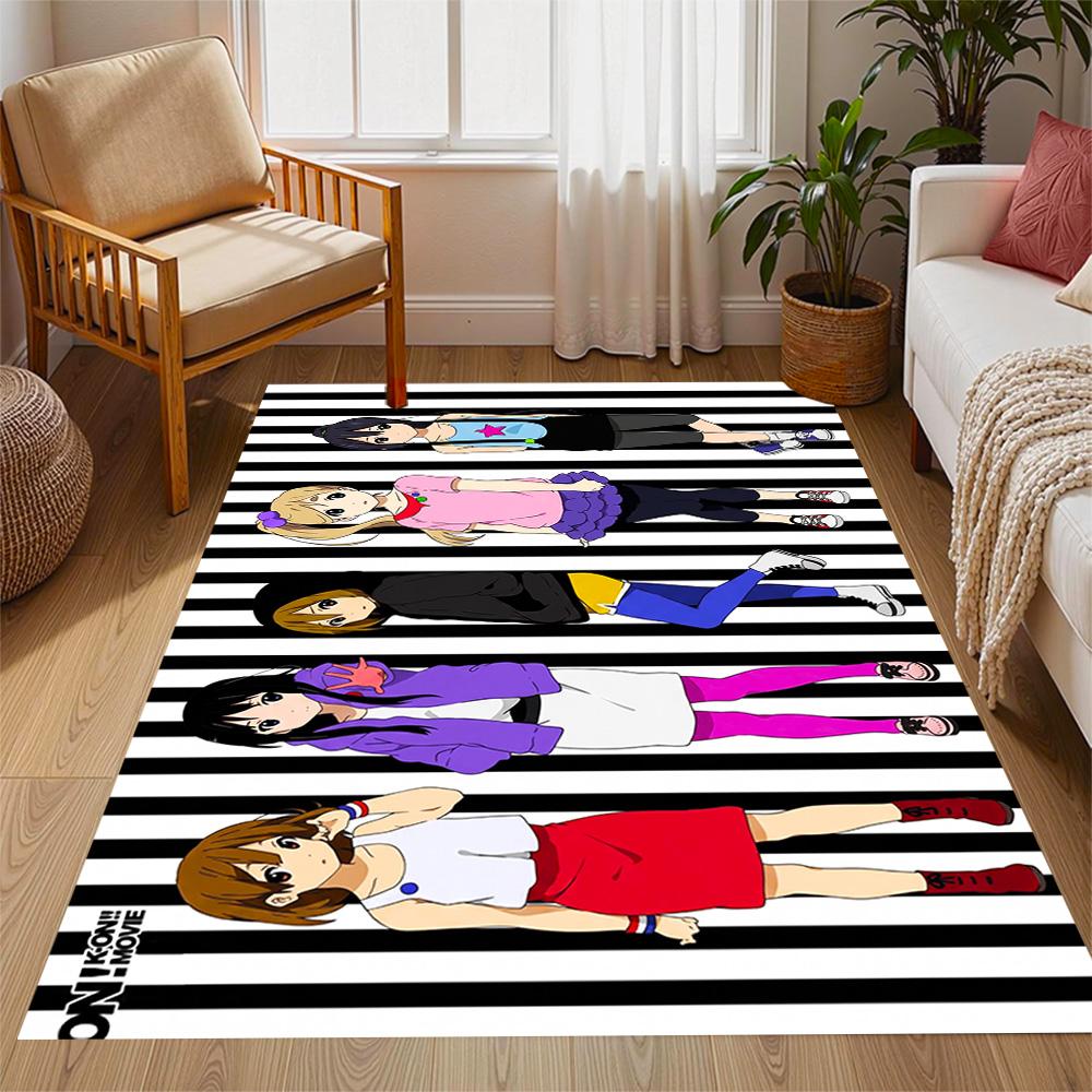 K-on! Group Pose Themed Anti-Slip Rugs - Polyester Home Decor, Suitable for Bedrooms, Living Rooms, Doorways, Studios, and Decorations