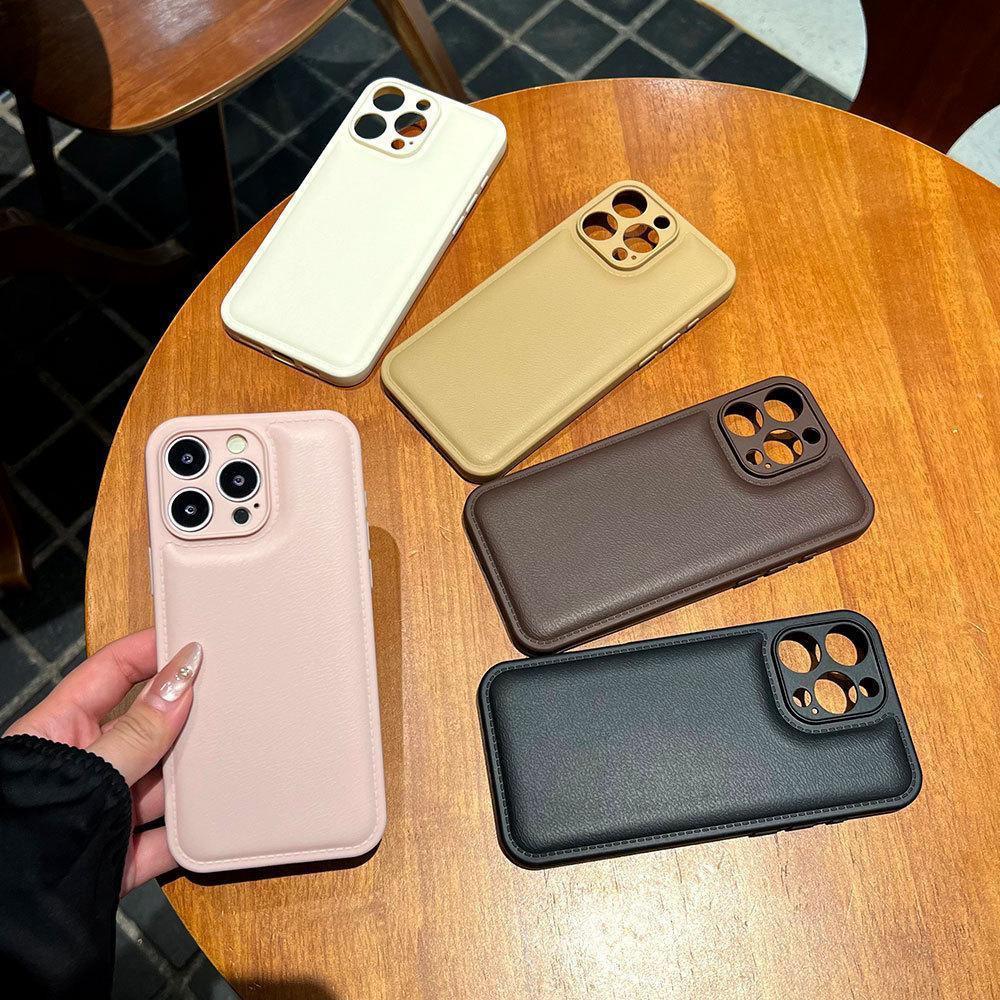 Solid Color Leather Texture Full Coverage Case for iPhone 17 Pro Max - Drop Protection, Niche Design
