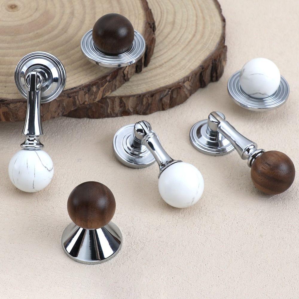 French Chic Wooden Ball Pendant Cabinet Pulls Durable Retro Wood Ball Pendant Handles  Drawer
