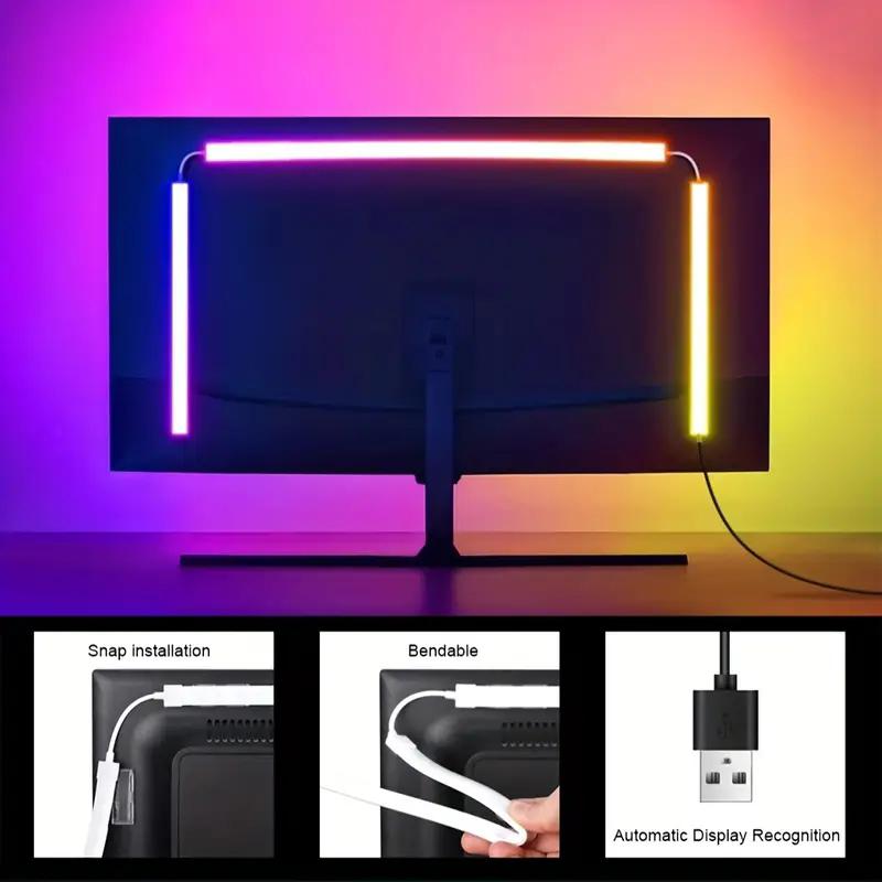 Smart Ambient PC Display Sync Music Computer Monitor Backlight LED Strip Light RGB Color DIY Game Holiday Atmosphere Decor Lamp