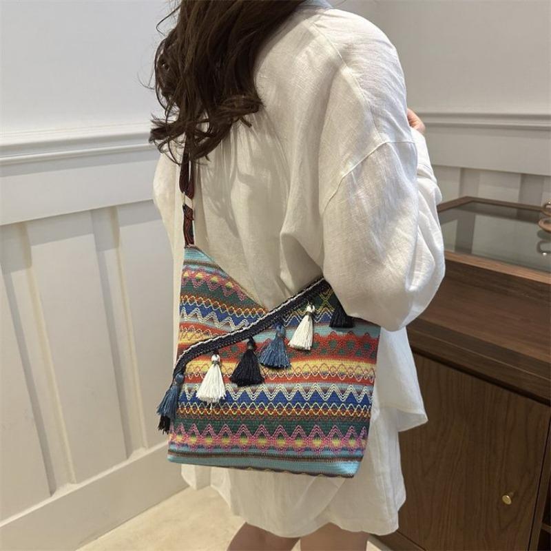 Modische und einfache Umhängetasche im Retro-Ethno-Stil mit großer Kapazität