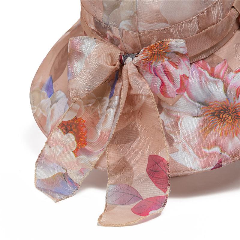 Spring/Summer Tie-dye Flower Pattern Fisherman Hat, Lightweight Breathable Basin Hat, Elegant Bow Sun Protection Bucket Hat for Women