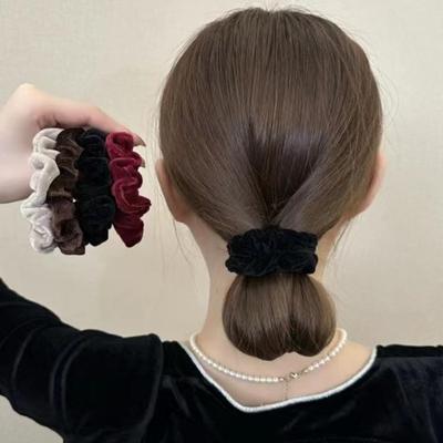 Vintage Velvet Small Solid Color Hair Scrunchies Set Headband Elastic Rubber Band Ponytail Hair Rope Fashion Hair Accessories For Girls Headwear