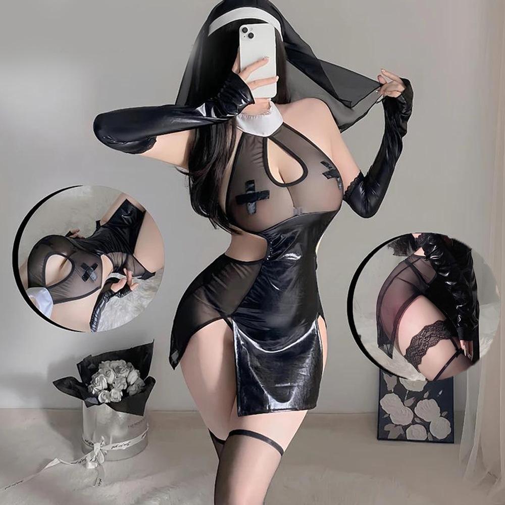 Porno spodní prádlo bez rozkroku Dámské francouzské zástěry Služka Šaty Prostitutka Erotické kostýmy Cosplay Lolita Uniform Sexy spodní prádlo Oblečení