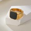 Titanium Steel Jewelry European and American Simple Bare Body Square Men's Ring Oil Dripping