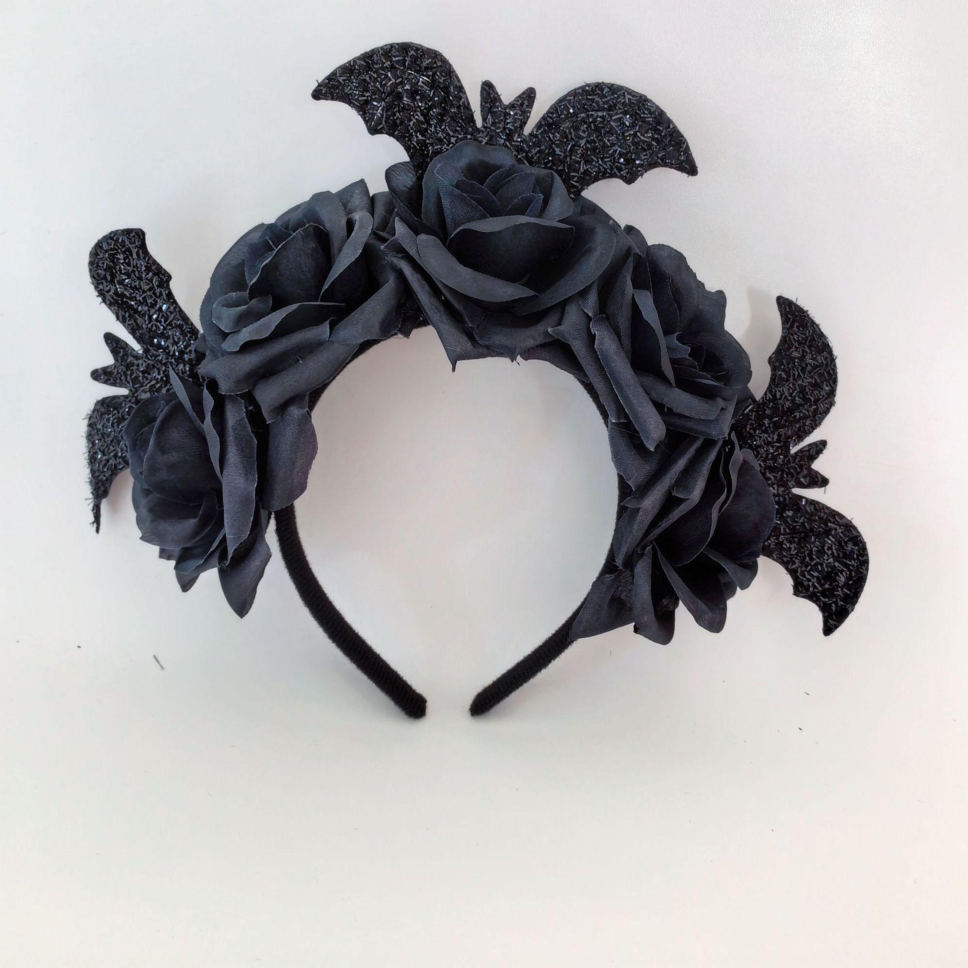 

Halloween Dark Bat Headband Ghost Festival Rose Black Party Decoration Hair Accessories Headwear чорний