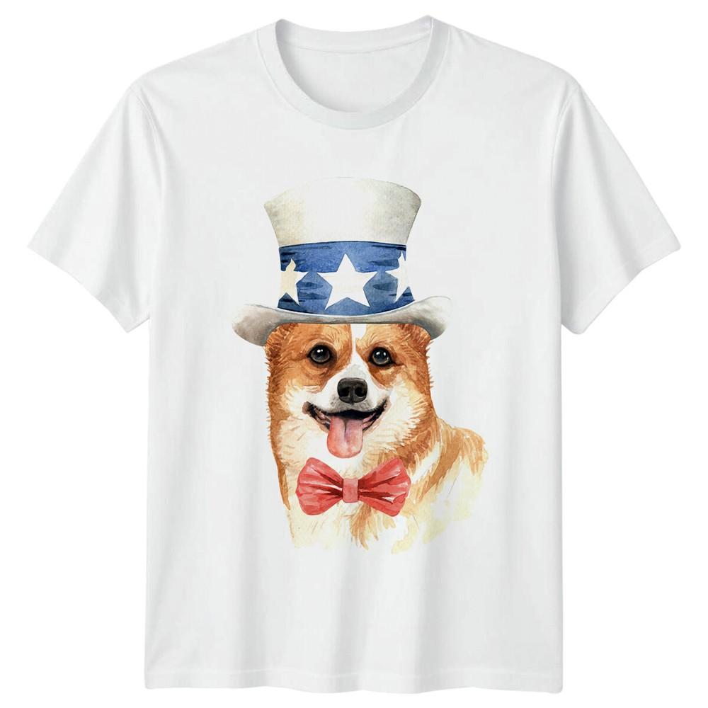 Patriotic Corgi Dog USA Flag Hat Unisexs TShirt S