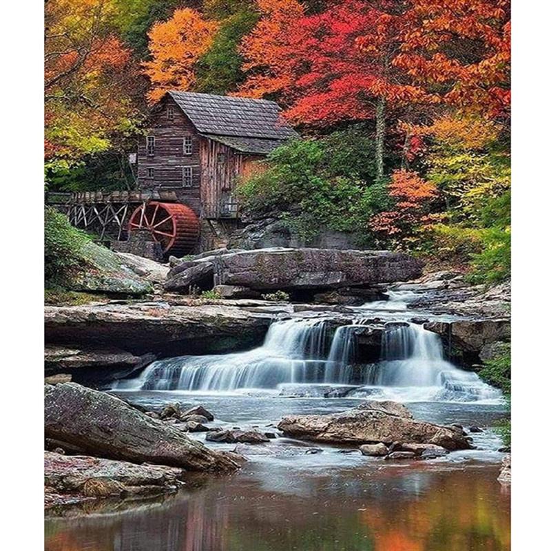 

5D DIY Алмазная картина Различные водопадные пейзажи Алмазная вышивка Набор для вышивки крестом Полный горный хрусталь Мозаика Домашний декор Round 20x30cm