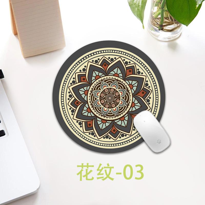 Ethnic Style Pattern Round Small Creative Thickened Mouse Pad Keyboard Pad Office Cup Table Mat Production