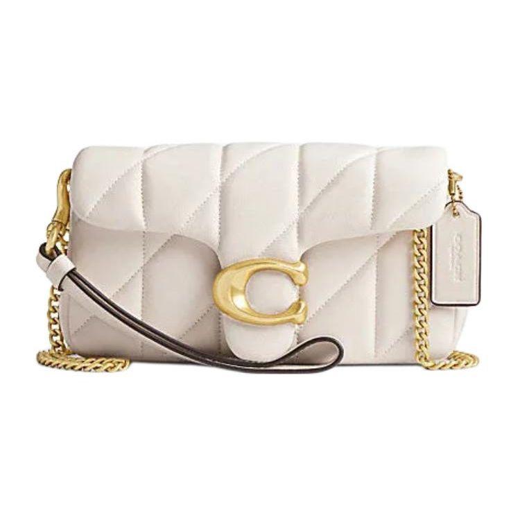 

Coach Tabby 18 Minimalist Silver Logo Chain Detachable Wrist Strap Lambskin Leather Handheld Shoulder Bag Small Women handbags White CP018-B4HA Basic Set (Bag+Dust Bag)