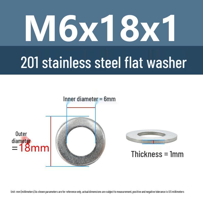 Yigu Oversized Thickened 201 Stainless Steel Flat Washers for M3, M4, M5 Industrial Use