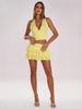 Europäisches Neckholder Bodycon Rock Set: Scharfes plissiertes V-Ausschnitt-Camisole-Kleid