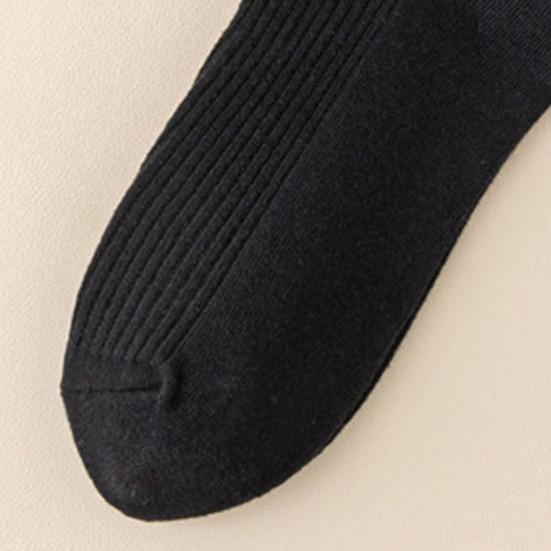 5 Pairs Men Dress Socks Polyester Cotton Breathable Crew Socks Ribbed Solid Color Socks for Casual And Professional Wear