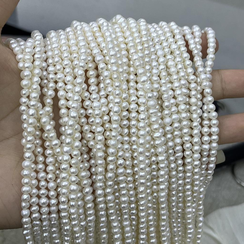 1String, White Natural Freshwater Pearls Beads for Jewelry Making DIY Crafts (Beads 3-4mm, Length 36cm)
