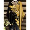 Camiseta para Mujer Estampado Floral Colorido Cuello Redondo Top Dobladillo Irregular Manga Corta Talla Grande Ropa para Mujer Casual al Aire Libre