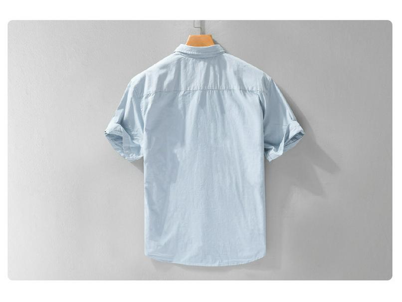 Men's Summer Cotton Shirt - Japanese Style, Fresh Solid White