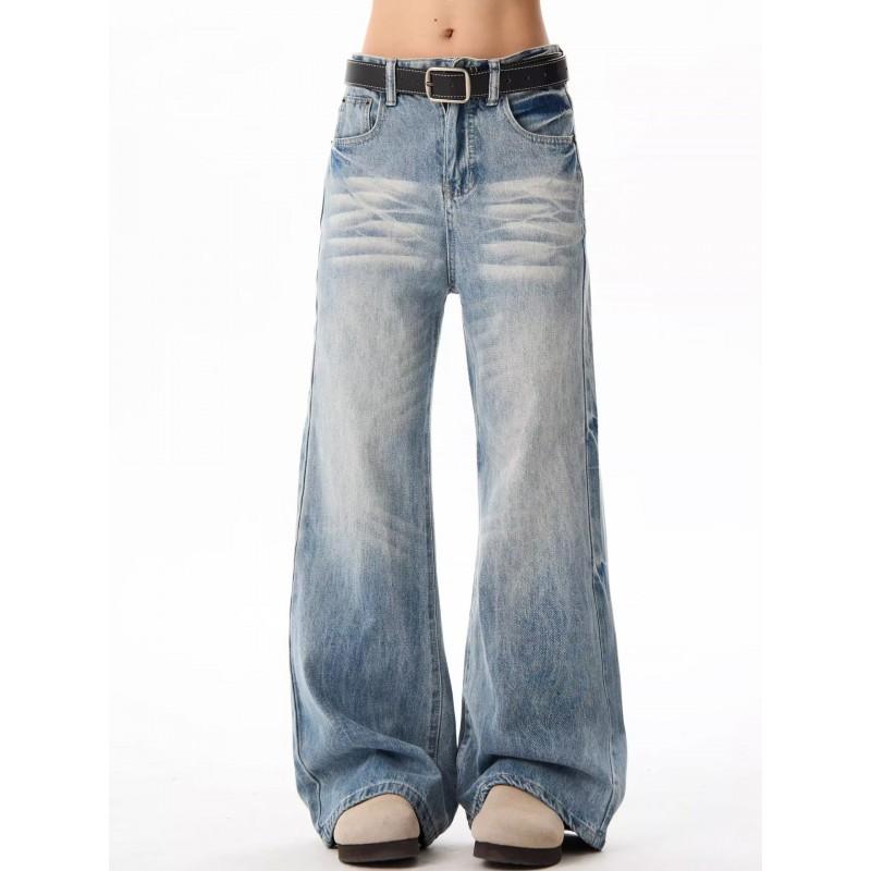 2026 Embroidered Denim Pants Loose Fit High Street Style Wide Leg Jeans Teens