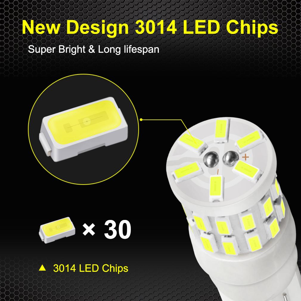 1Pc Ceramic T10 W5W 194 168 LED Bulb 3014 30SMD Auto Reading License Plate Light Marker Lamp Wedge Side Bulb Car Lights 6000K White 12V