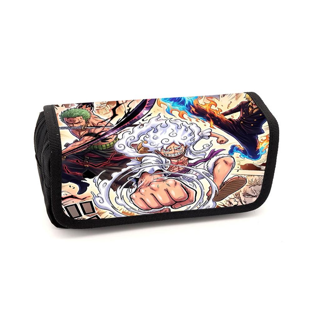 Cartoon One Piece Multi-layer Flip Pencil Case For Boy/Girls Best Gifts Large Capacity Durable Teenagers Pen Bag School Supplies