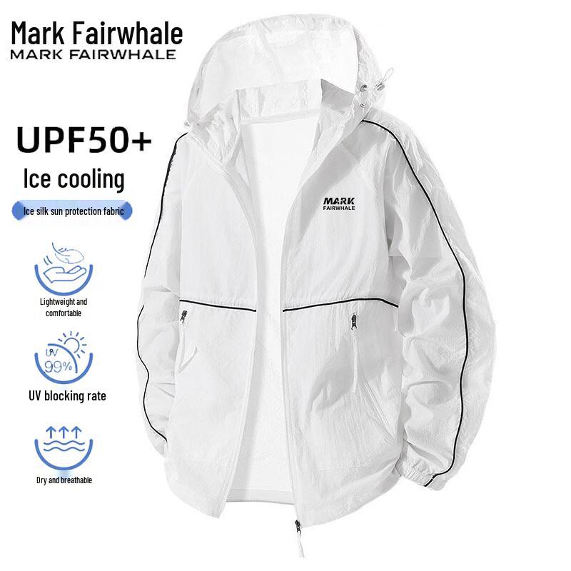 Mark Fairwhale Men s UPF50+ Cooling Hooded Sun Protection Jacket L белый