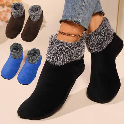 Damen Warme Flauschige Socken mit Rutschfestem Grip Stretch Samt Haussockensocken Winter Hausbodensocken