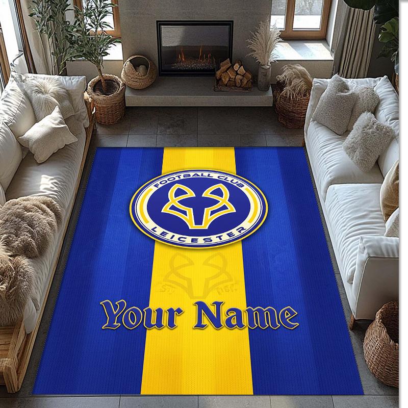 Leicester City Bedruckter Kristall-Samt-Teppich Rutschfester Kristall-Samt-Teppich für Sofa, Schlafzimmer, Innenbereich, Heimdekoration