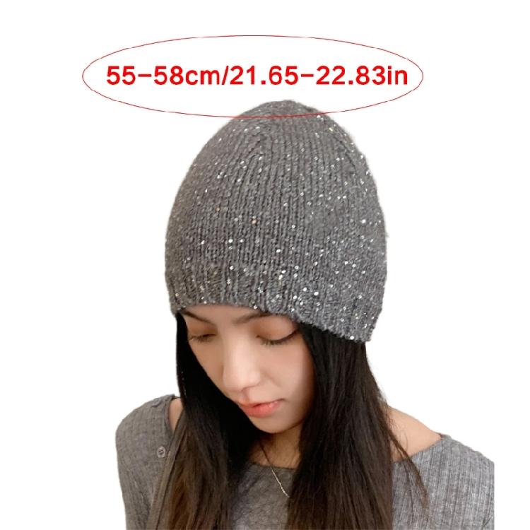 Trendy Beanies Sequins Hat for Party Goers Stage Performances Knit Hat