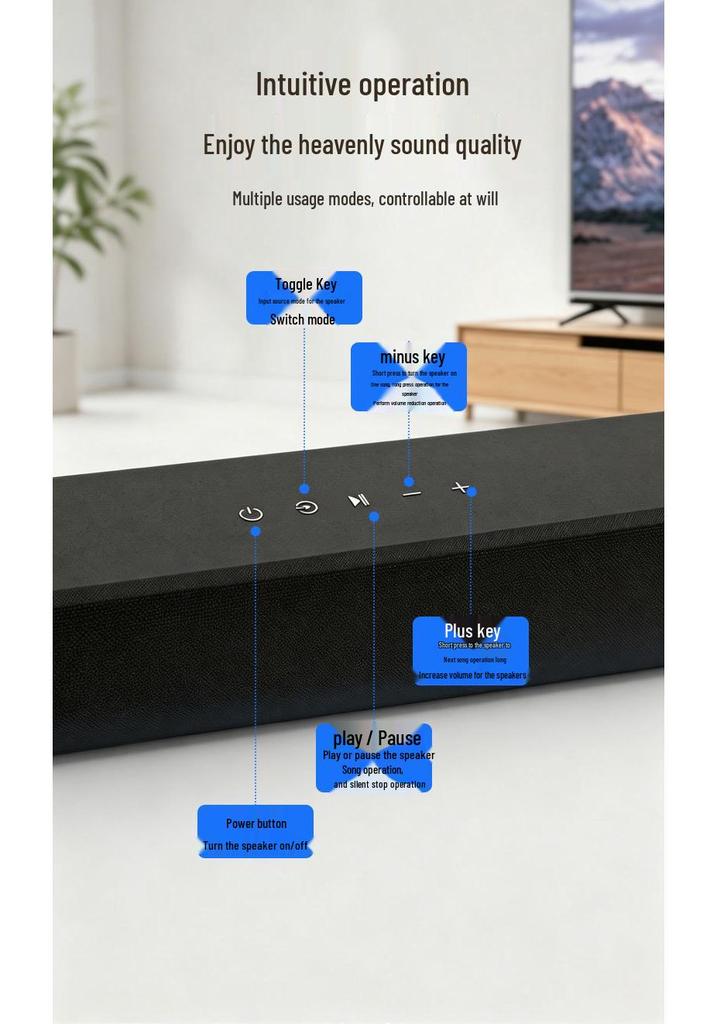 Temu 2.1 Soundbar with Subwoofer: Bluetooth Home Theater Speaker for TV & Computer