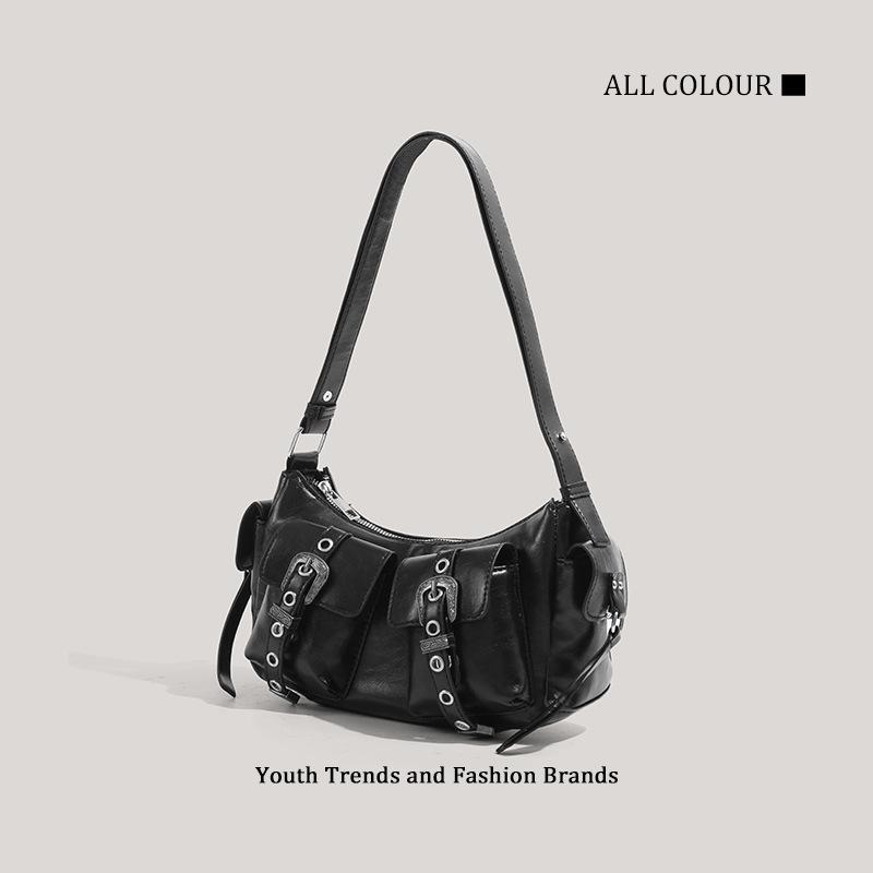 Summer new fashion versatile trend niche simple locomotive style advanced sense women's shoulder bag