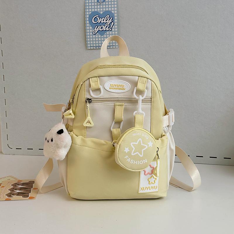 Schoolbag Cream Wind Campus Middle and High School Schoolbag Versatile Large Capacity Color Matching Leisure Ridge Backpack Travel Going Backpack